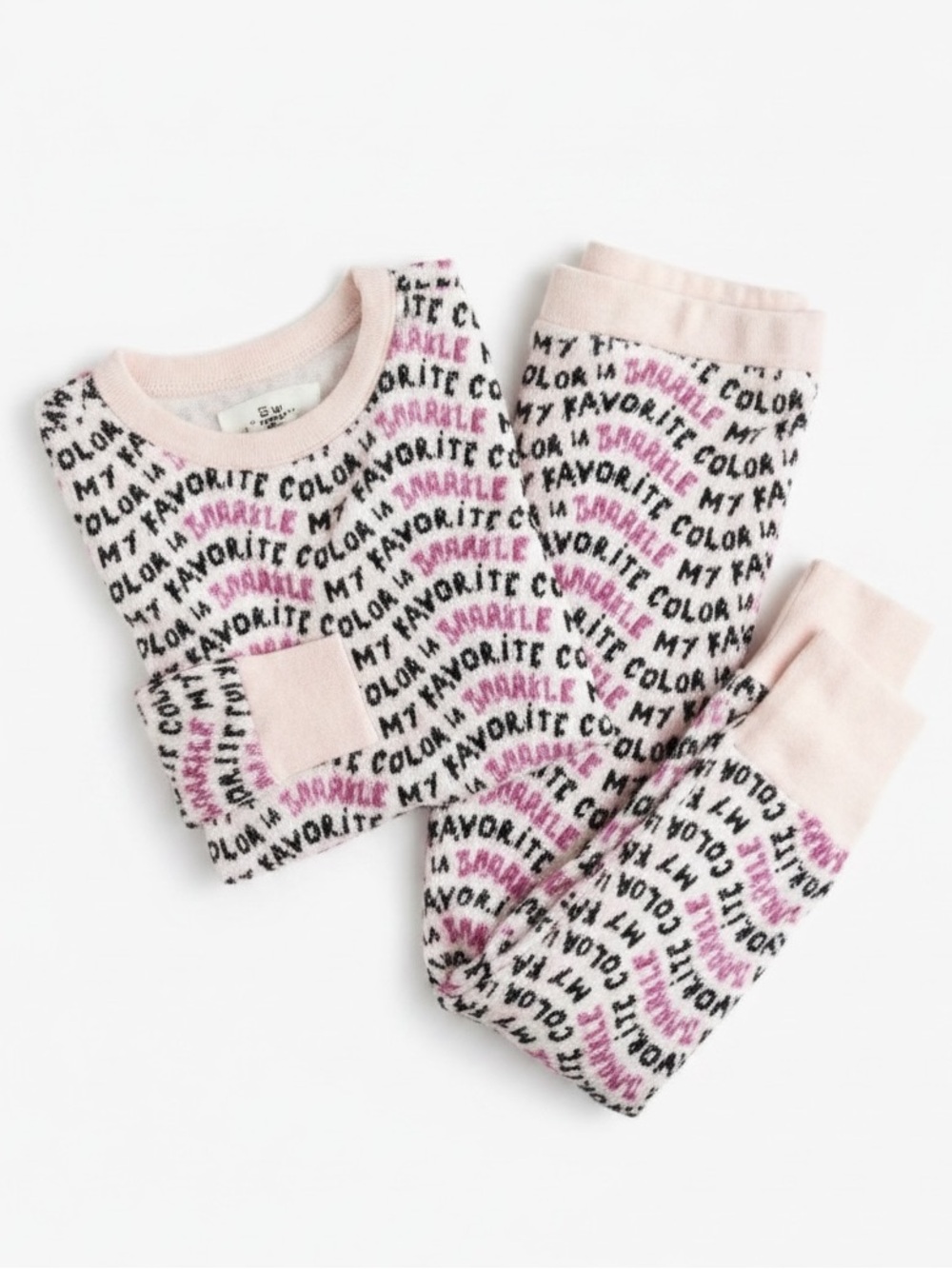 J.Crew Crewcuts Pink Graphic Print Cotton Pajama Set Long Sleeve Girls Size 5